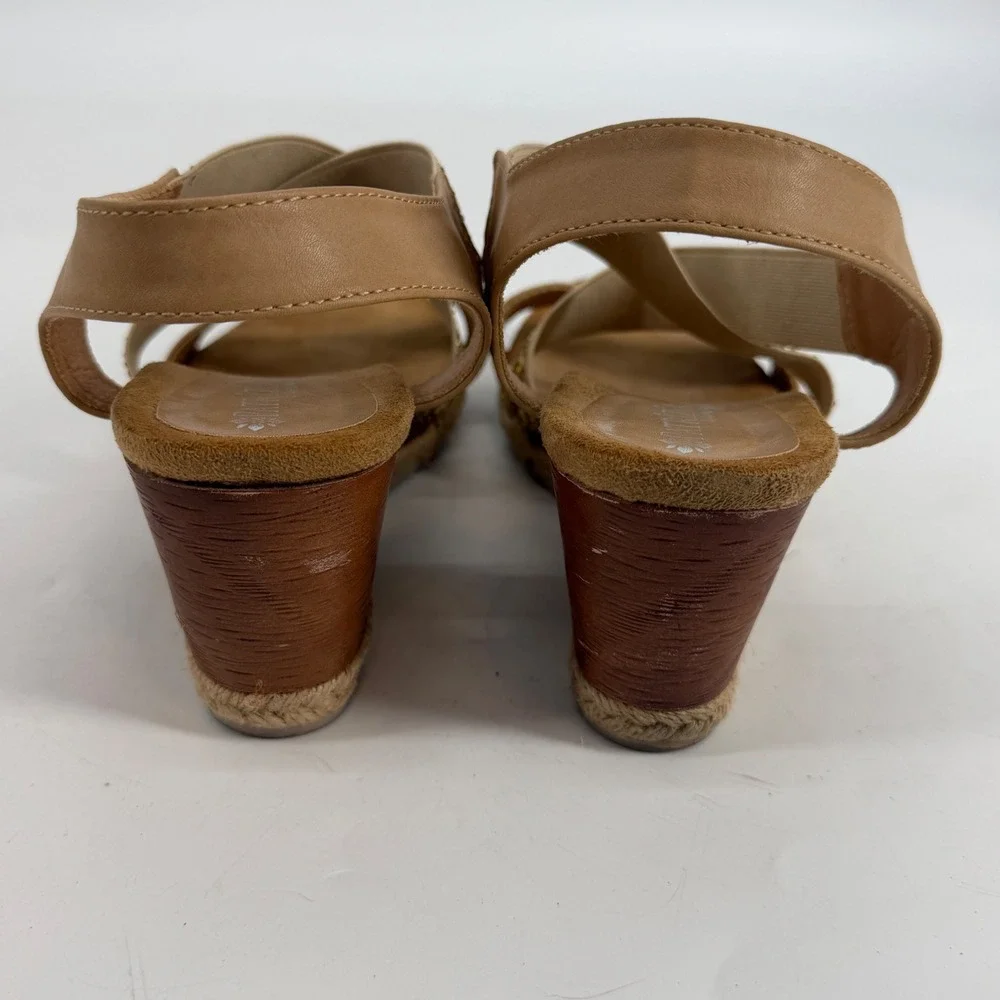 Patrizia by Spring Step Luminate Beige Wedge Sandals‎ Rhinestone Accents Size 41